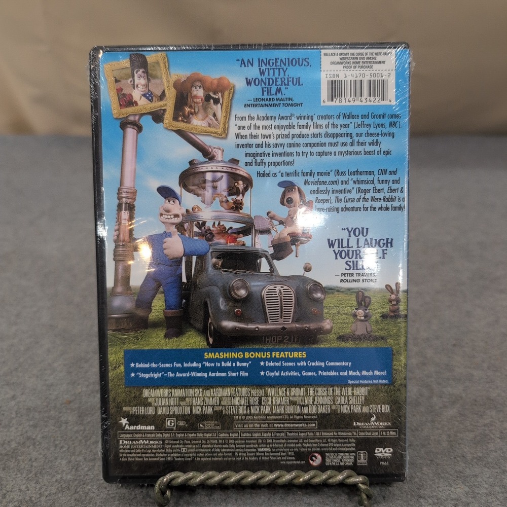 Wallace & Gromit The Curse of the Were-Rabbit DVD Widescreen New Sealed Aardman - Picture 2 of 2